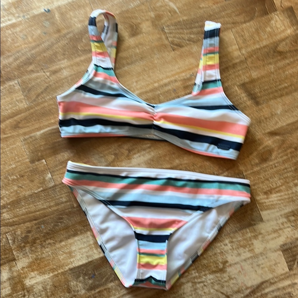 Roxy Multicolor Striped Bikini set, size 10